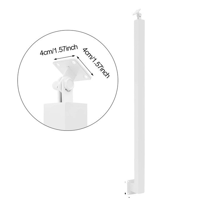 Парапет за стълби, 95 см, бял, стоманена конструкция, модерен дизайн, комплект от 4 части
