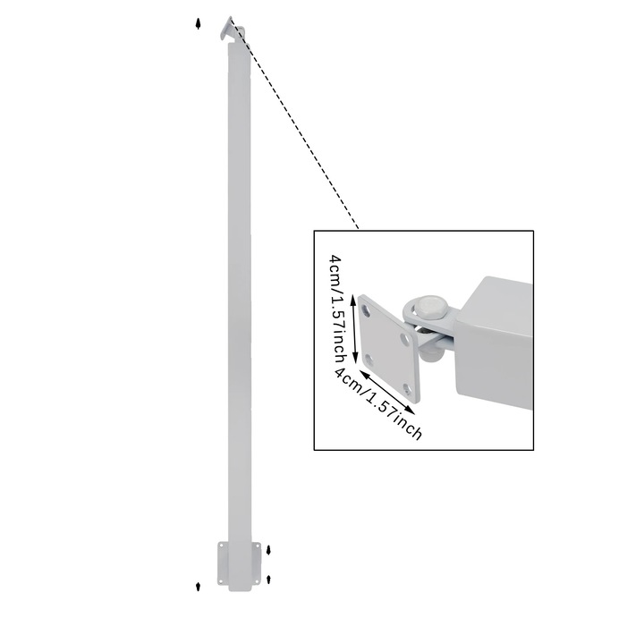 Парапет за стълби, 100 см, бял, стоманена конструкция, модерен дизайн, комплект от 4 броя