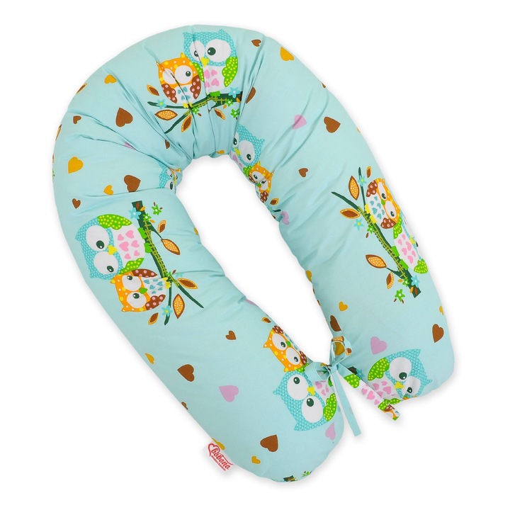 Perna pentru gravide Bobono Longer, 170cm, multifunctionala, cu husa detasabila, albastru, pentru somn si alaptare