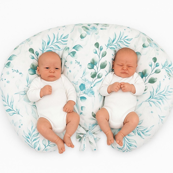 Ергономична възглавница за кърмене Bobono за единични лица, бял памук, 100x55x17см