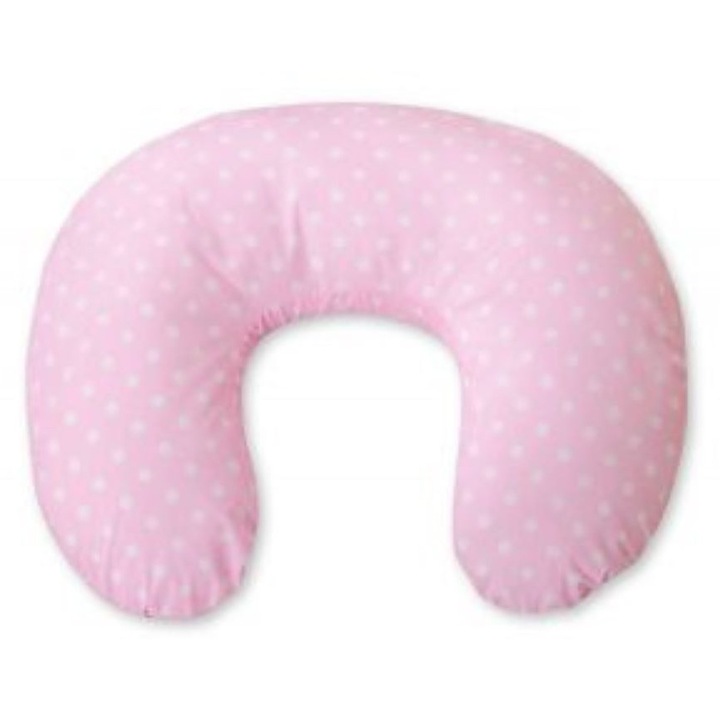 Perna de alaptare Bobono, 60x47cm, bumbac certificat, roz cu buline albe