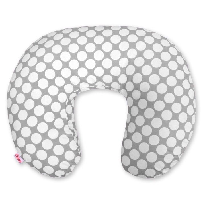 Perna de alaptare Bobono, 60x47cm, bumbac certificat, alb/ gri