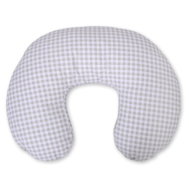 Perna de alaptare Bobono, model fasolka, 60x47cm, bumbac certificat, gri