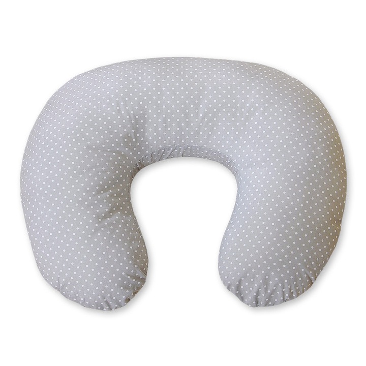 Perna pentru alaptare Bobono fasole ergonomica bumbac gri 60x47cm