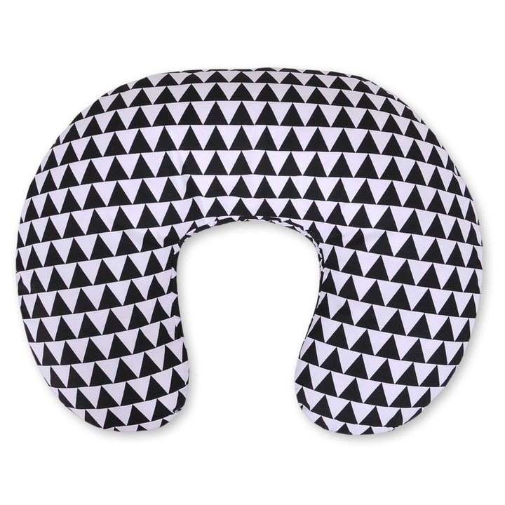 Perna de alaptare Bobono, 60x47cm, bumbac certificat, alb/ negru, lavabila