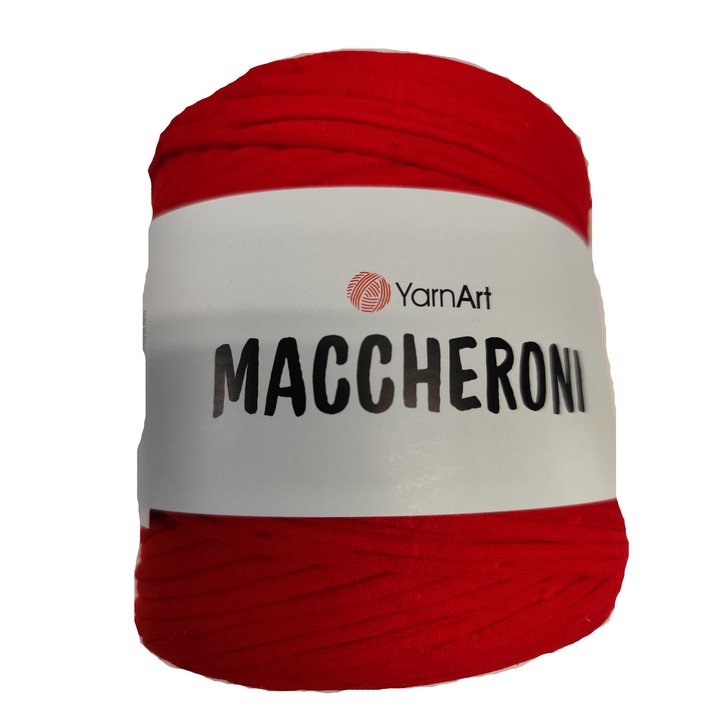Fir Textil YarnArt Maccheroni, pentru crosetat si tricotat, bumbac, rosu, 110 m