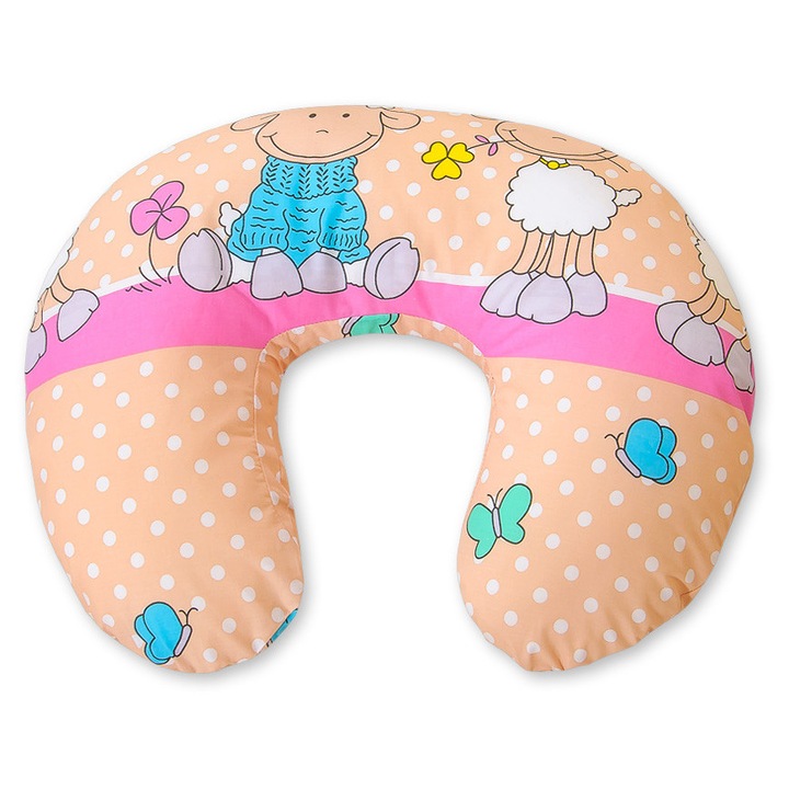 Perna de alaptare Bobono, 60x47cm, material certificat, roz-bej, lavabila