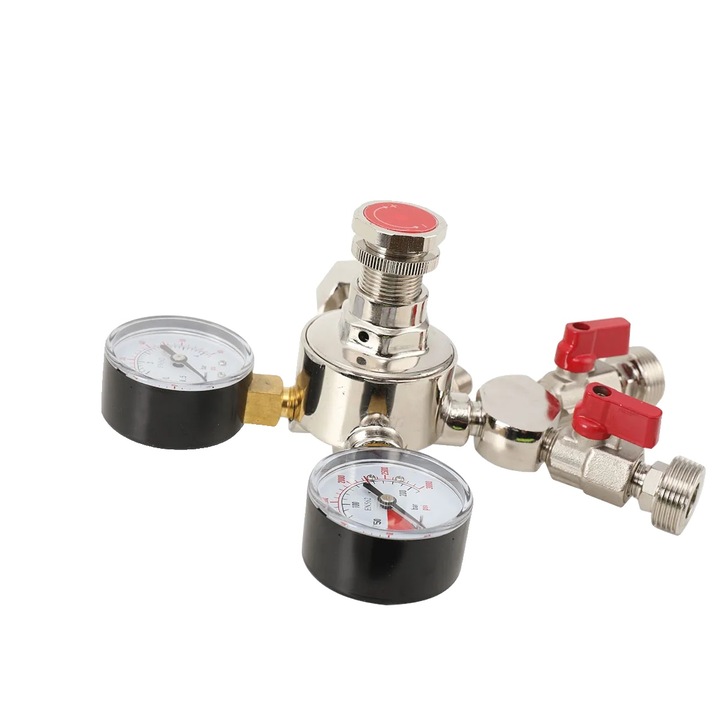 Regulator de presiune CO2, sistem cu doua iesiri, carcasa metalica, 0-3000 psi, 0-60 psi