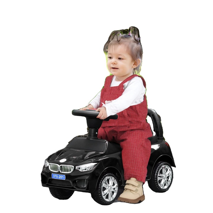 Masinuta de condus, functie muzicala, patru roti, design potrivit pentru copii, negru