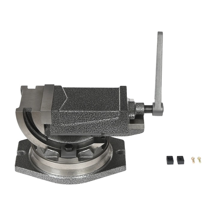 Menghina de banc, Menghina rotativa, 10, 16 cm latime bacuri, deschidere 80 mm, inclinare 0–90°, baza rotativa 360°, forta de strangere max. 19 kN, manuala, Gri