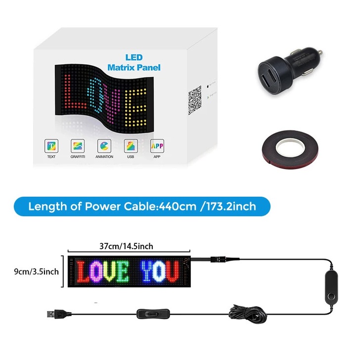 Tabla de scor cu LED-uri, control inteligent, performanta impermeabila, design flexibil, 9x37 CM