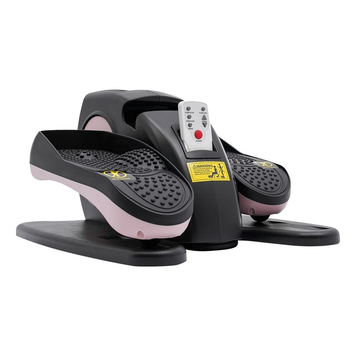 Eliptica sub birou, Mini stepper motorizat, Telecomanda, Ecran LCD, Relaxare musculara, Pentru varstnici si adolescenti, Roz