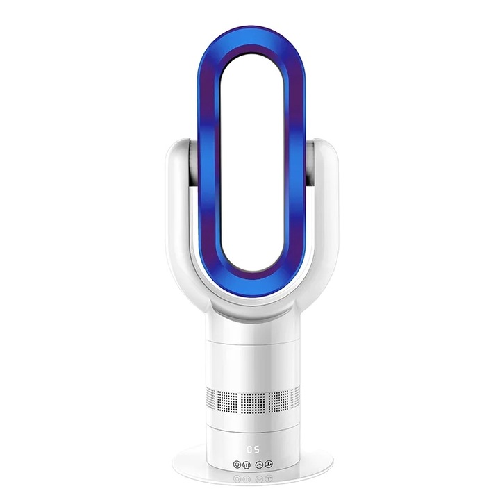 Електрически вентилатор без листа, функция за дистанционно управление, дизайн без лопатки, естествен вятър, ледено син, EU