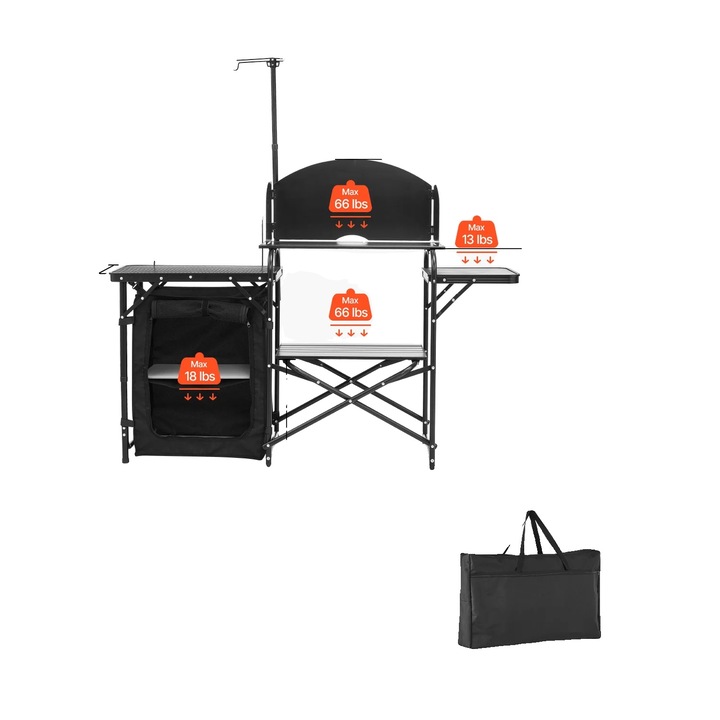 Raft de depozitare, Aluminiu, Structura ranforsata, negru