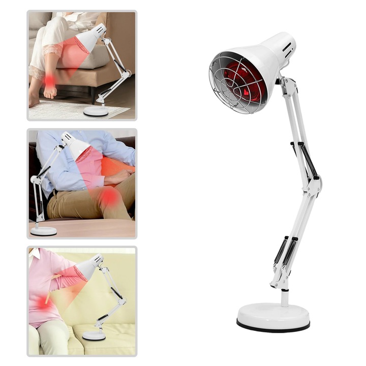 Lampa terapie cu infrarosu, PNA-03, 100–150 W, 9 trepte temperatura, telecomanda, temporizator 30/45/60 min, inaltime reglabila 65 cm, stecher UE 220 V 50 Hz