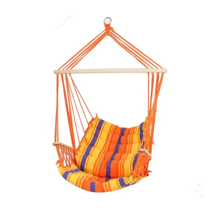 Hamac tip scaun Hamac 68511C, multicolor, 90x65cm, bara din lemn, utilizare interior/exterior