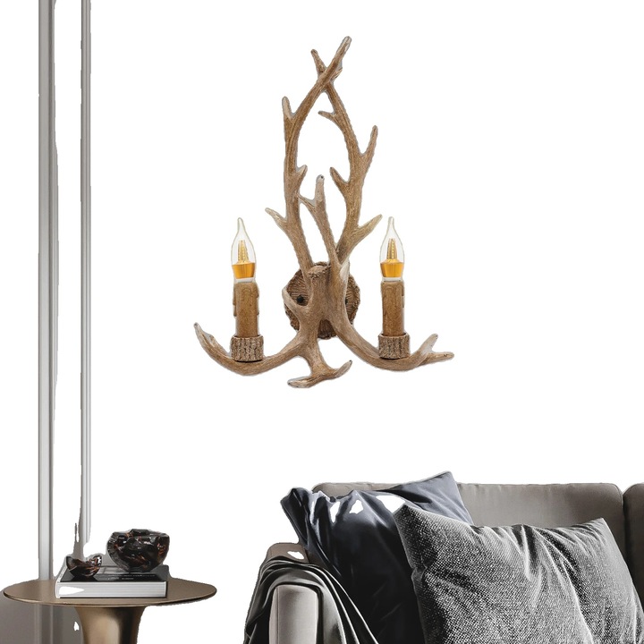 Kürtdíszítésű fali lámpa, 2 db E14-es LED izzóval, meleg fény, 110-220V