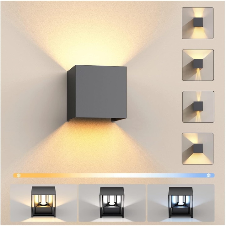 Аплик с LED, вътрешна/външна стенна лампа, 7W