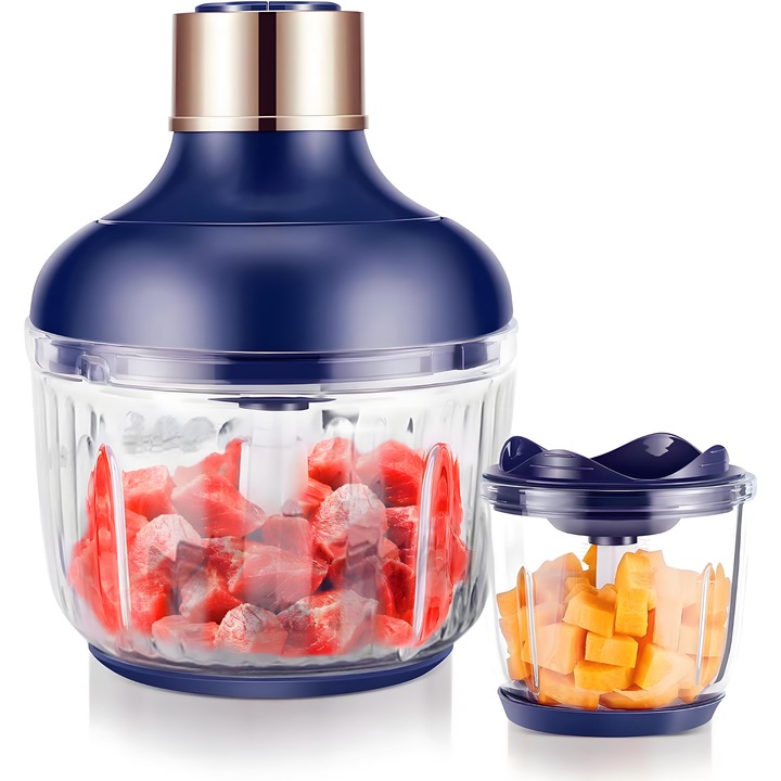 Tocator Electric Luxeeo cu 2 Boluri din Sticla, 400W, 2 Viteze, 2 Seturi de Lame Inox, 2.5L + 0.6L