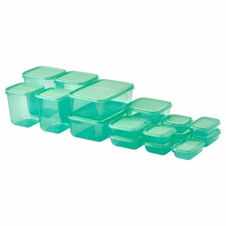 Set 17 Caserole Cu Capac, 7 Dimensiuni, Transparent, Pentru Depozitare Si Pastrare Alimente