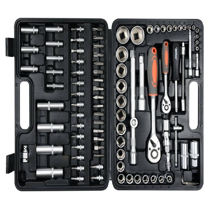 Trusa tubulare 1/2"-1/4", biti si clicheti, Cr-V, 94 piese