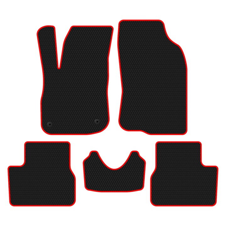 Set Covorase Auto dedicate Peugeot 2008 I (2013-2019) SUV all seasons perfect compatibile, 5 piese, Rosu / Negru
