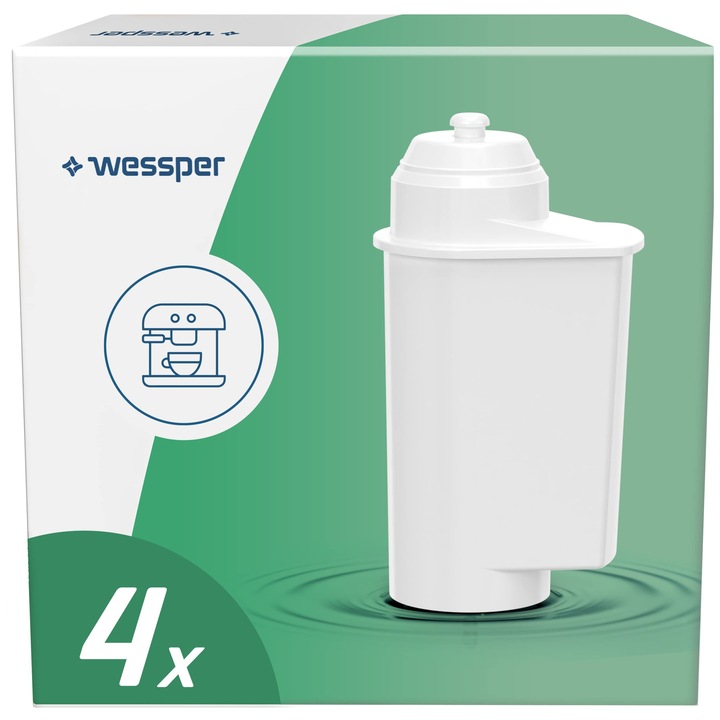 Филтърни касети за вода Wessper за кафе машини, съвместими с Brita Intenza, Siemens EQ EQ6 Series Plus S700 Tz70003, Bosch напълно автоматични кафе машини - пакет от 4