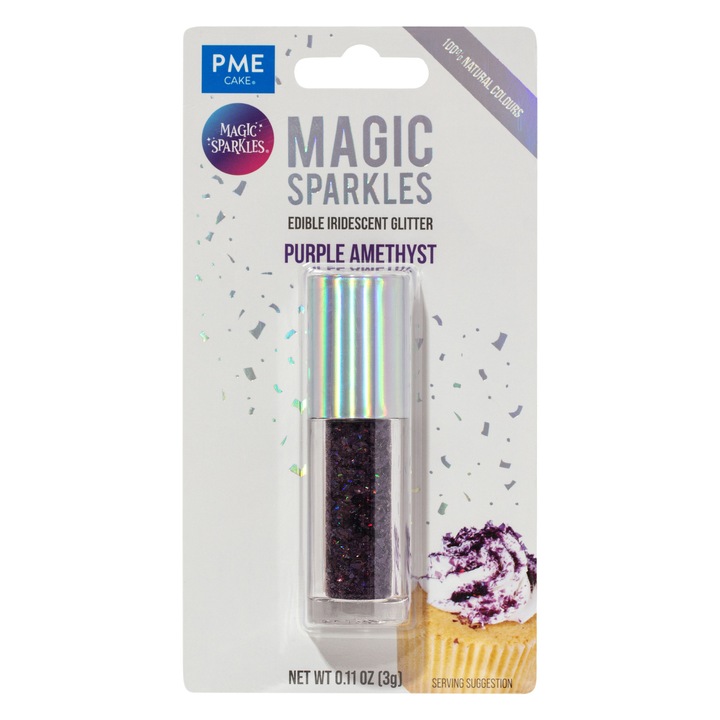 Fulgi stralucitori, sclipici iridescent comestibil Magic Sparkles Purple Amethyst 3g, PME