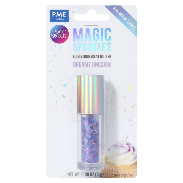 Fulgi stralucitori, sclipici iridescent comestibil Magic Sparkles Dreamy Unicorn 3g, PME