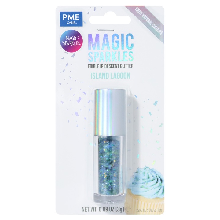 Fulgi stralucitori, sclipici iridescent comestibil Magic Sparkles Island Lagoon 3g, PME
