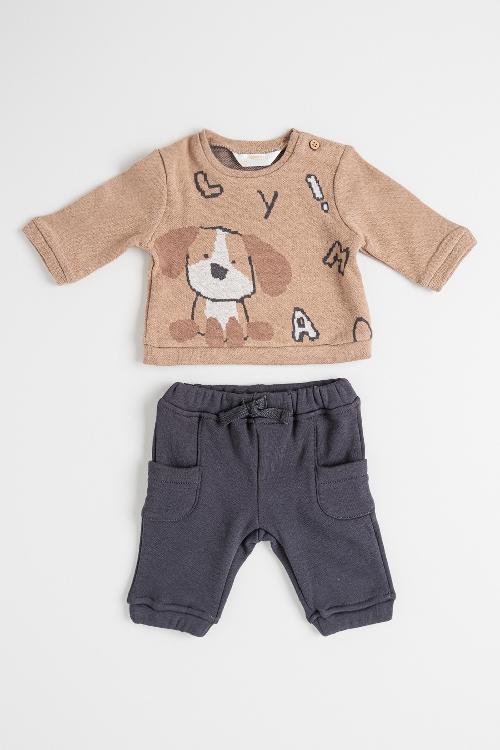 Mayoral, Set de bluza si pantaloni, Maro taupe deschis, 65 CM