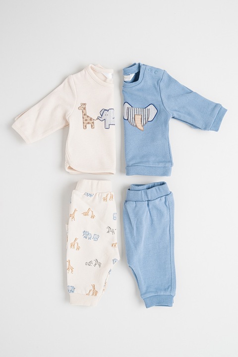 Mayoral, Set de pantaloni si bluze - 4 piese, Albastru deschis/Bej deschis