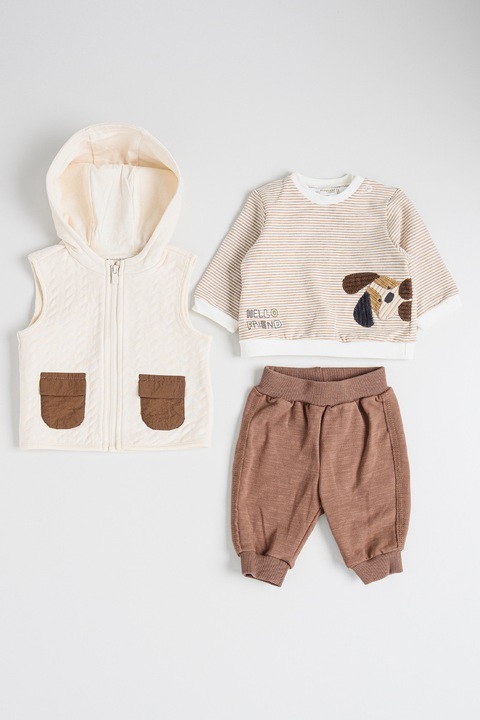 Mayoral, Set de imbracaminte - 3 piese, Maro inchis/Bej deschis