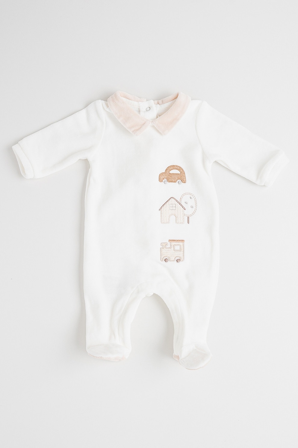 Mayoral, Salopeta de pijama din plus cu broderie, Alb murdar, 80 CM