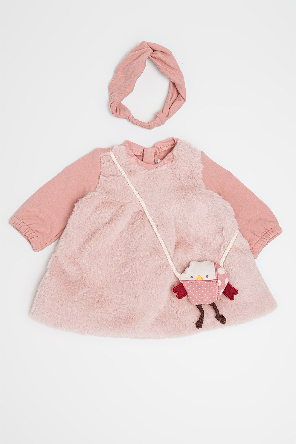 Mayoral, Set de rochie de plus si bentita, Roz prafuit, 70 CM