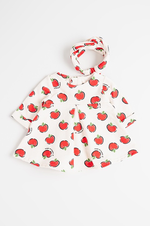 Mayoral, Rochie cu imprimeu si bentita, Rosu/Crem