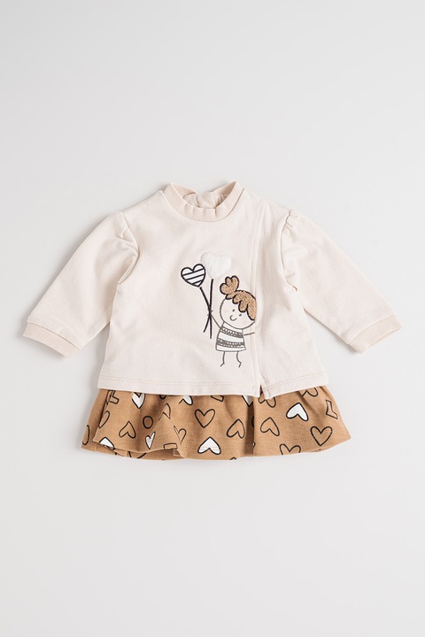 Mayoral, Rochie-bluza sport cu model, Caramel/Bej deschis