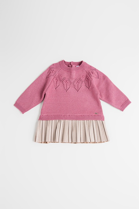 Mayoral, Рокля-пуловер с овално деколте, Бежов/Розово