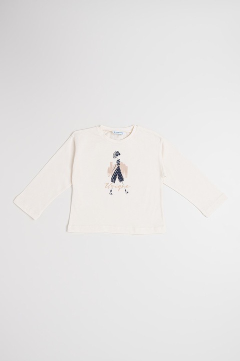 Mayoral, Bluza cu imprimeu grafic, Alb fildes/Roz prafuit/Bleumarin