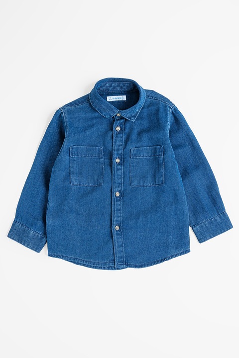 Mayoral, Camasa din denim si amestec de lyocell si buzunare pe piept, Bleumarin, 116 CM