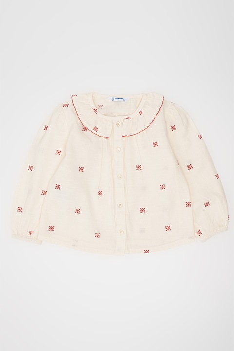 Mayoral, Camasa cu guler babydoll, Visiniu/Alb murdar