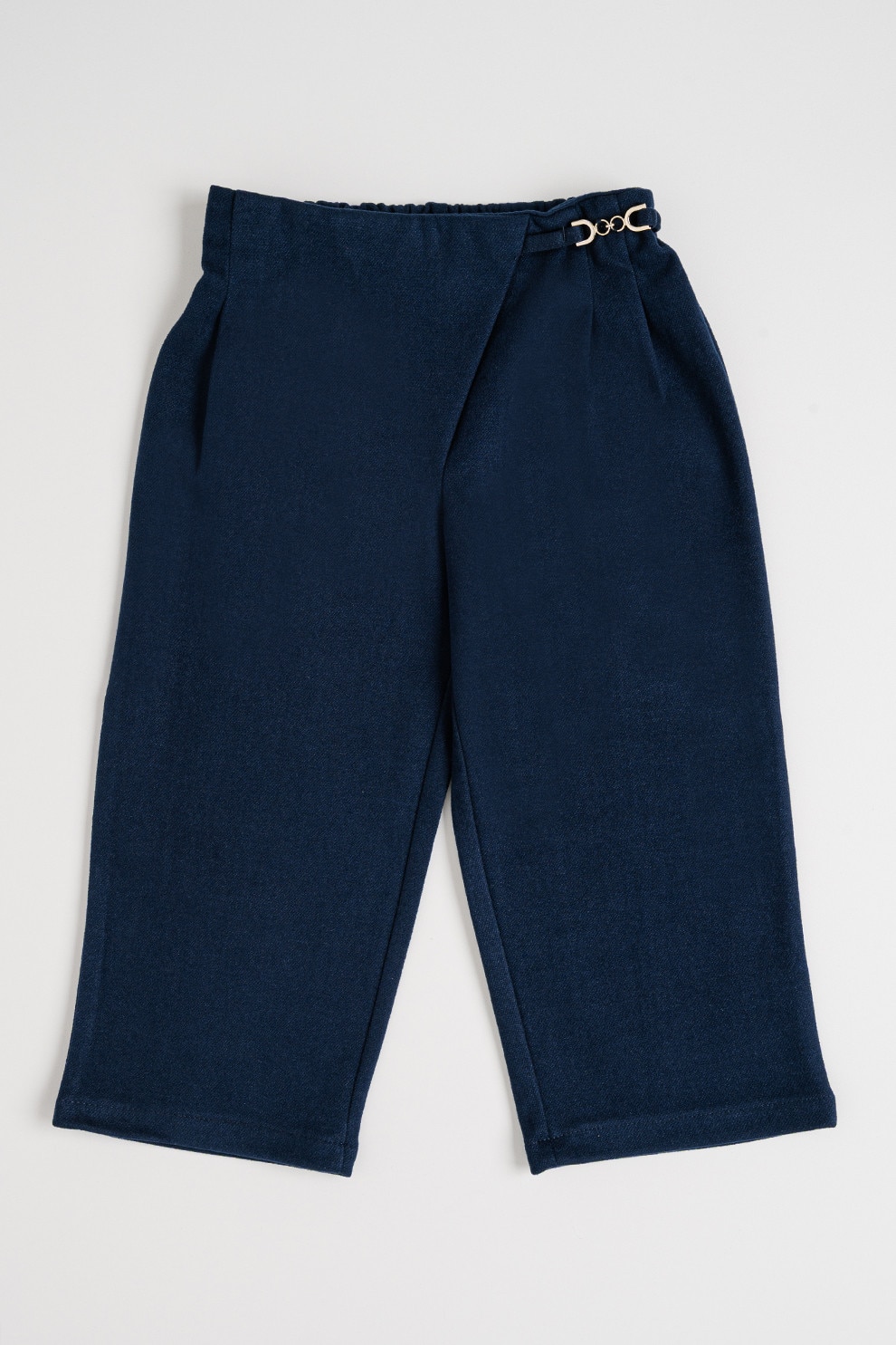 Mayoral, Pantaloni slim fit cu banda cu pliuri in talie, Albastru inchis, 122 CM
