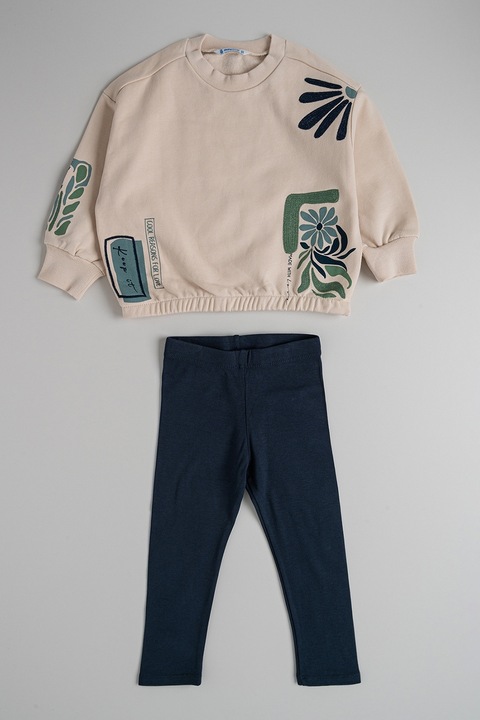 Mayoral, Суитшърт и флорален клин, Слонова кост/Ултрамарин синьо/Аква зелено