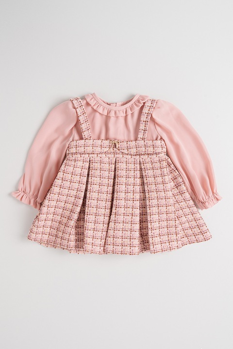 Abel & Lula, Rochie evazata cu model in carouri, Roz/Roz prafuit