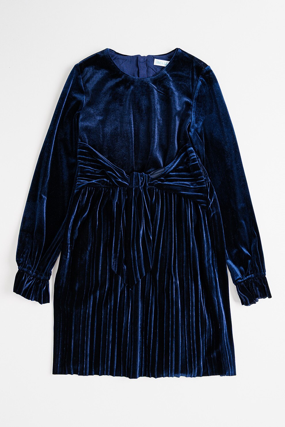 Abel & Lula, Rochie de catifea cu funda, Bleumarin, 122 CM