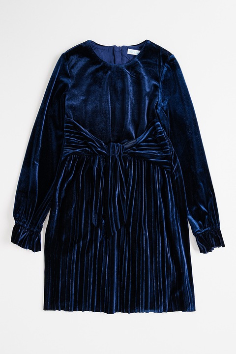 Abel & Lula, Rochie de catifea cu funda, Bleumarin