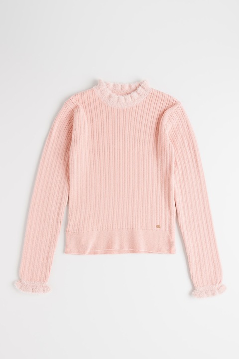 Abel & Lula, Pulover cu detalii din blana sintetica, Roz, 128 CM