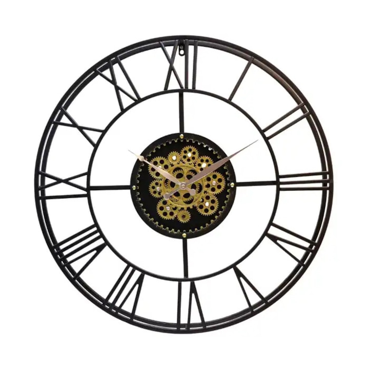 Ceas de Perete Rotund, Modern, Multicolor, Analog, din Metal, Ø70 cm, Design Decorativ Silentios