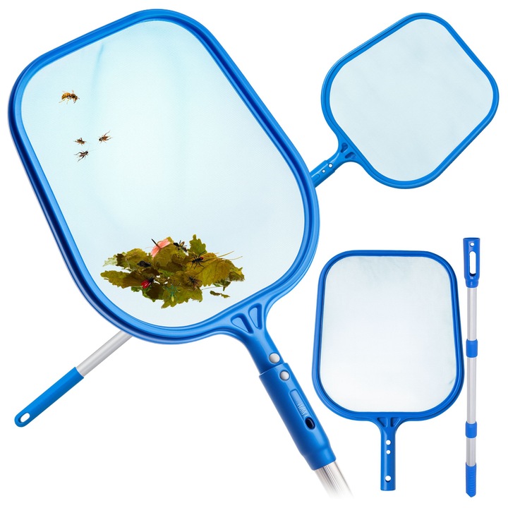 Marvit teleszkópos medence tisztító háló, állítható nyéllel 50-150 cm. Felszíni fölöző háló levelek, rovarok és szennyeződések eltávolításához. Könnyű (400g), ideális medencékhez és jakuzzikhoz is. Háló: 31,5x33,5cm