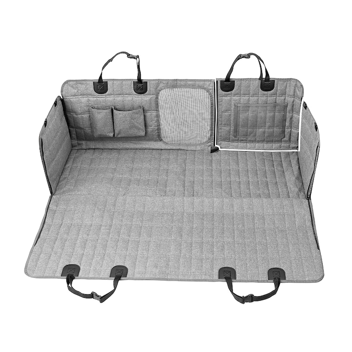 Husa auto pentru protectie bancheta si transport caini, Freemos®, prietenos cu pasagerii, durabil, impermeabila, anti-zgarieturi, gri